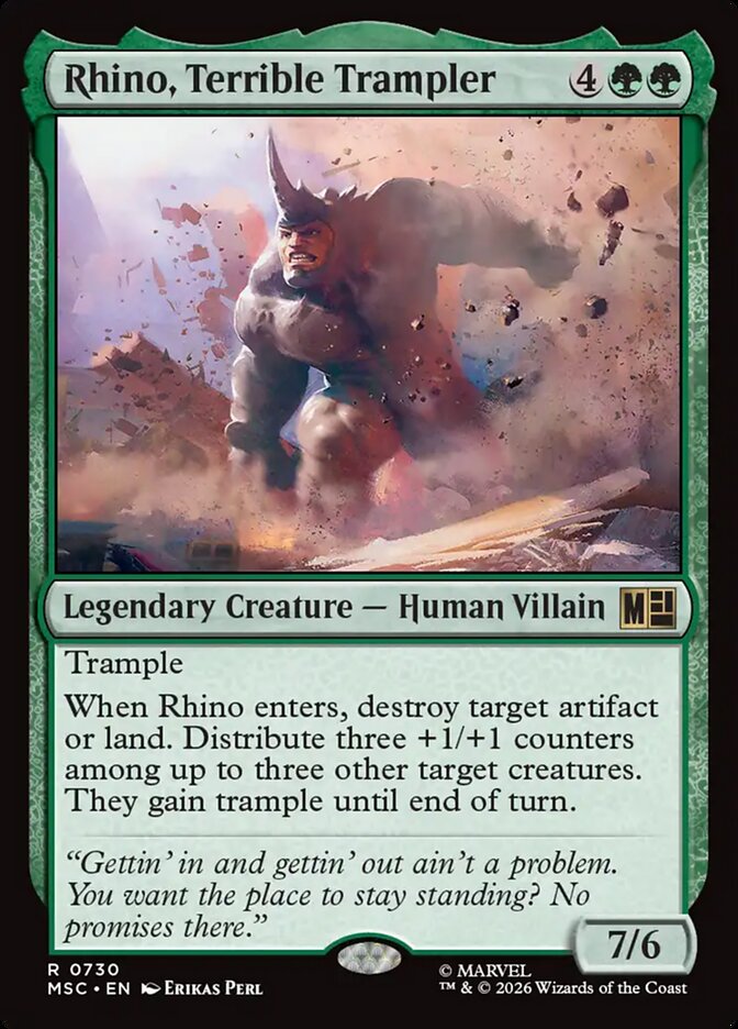 Rhino, Terrible Trampler, Marvel Super Heroes Commander Card Art
