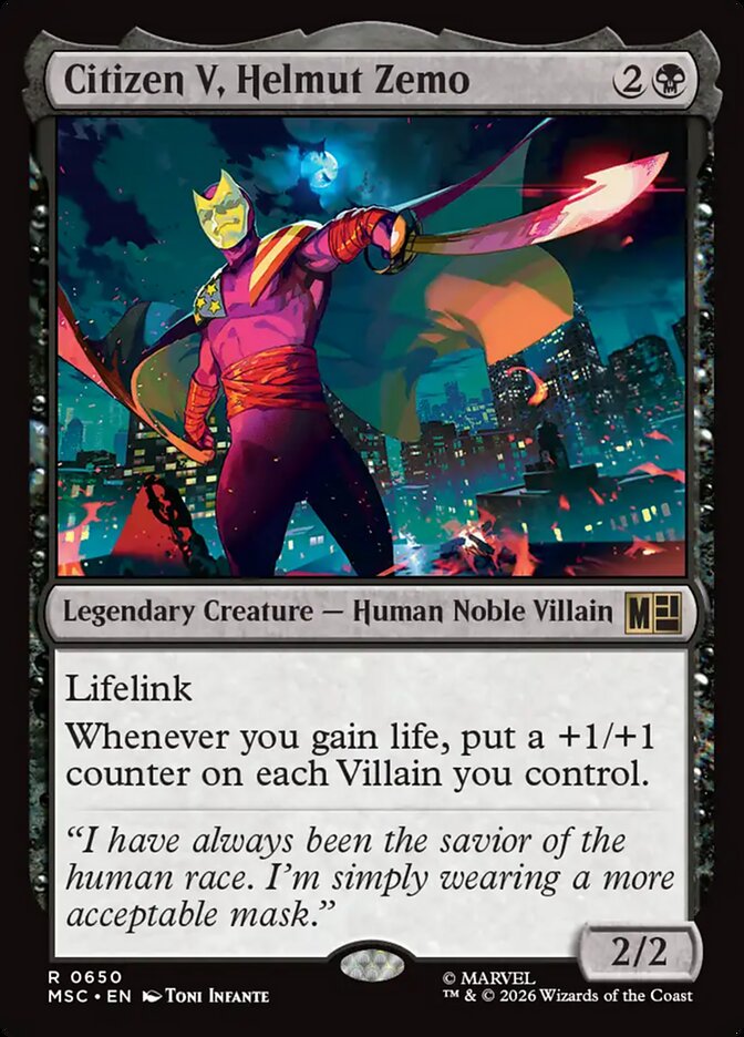 Citizen V, Helmut Zemo, Marvel Super Heroes Commander Card Art