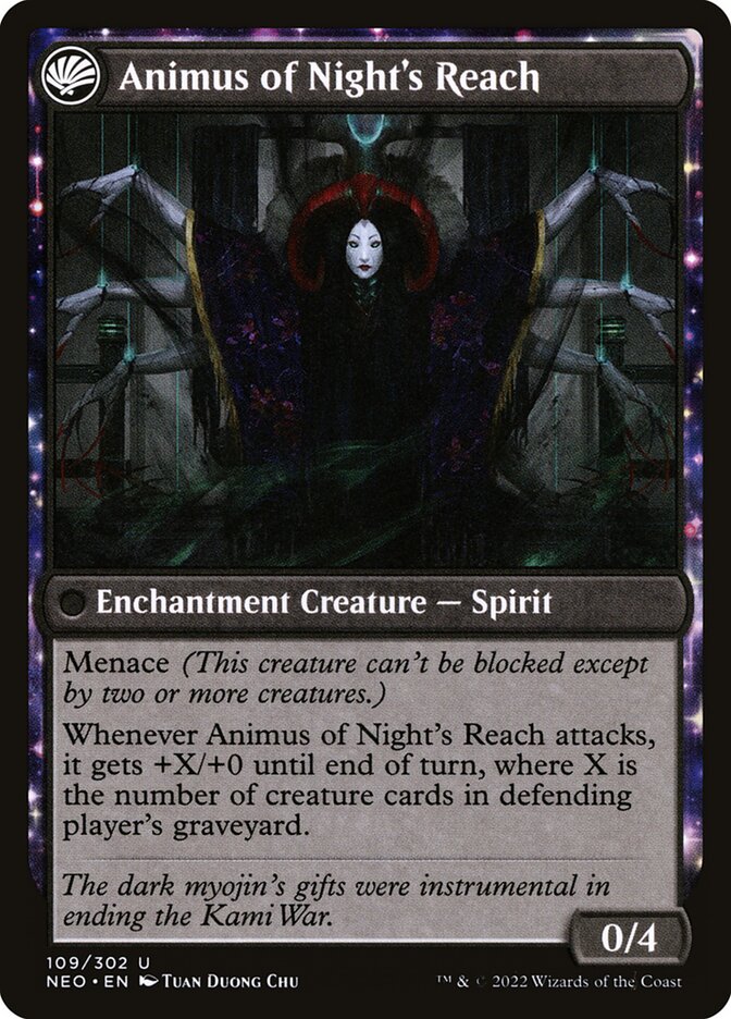 The Long Reach of Night // Animus of Night's Reach, Kamigawa: neon dynasty Card Art