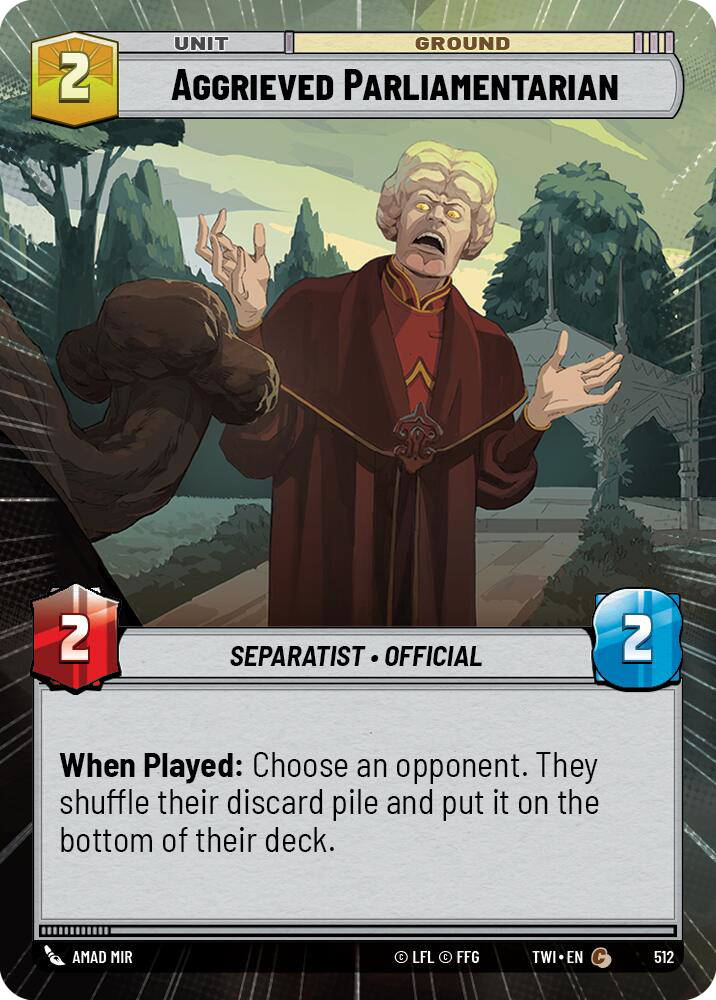 Aggrieved Parliamentarian, Twilight of the Republic Card Art