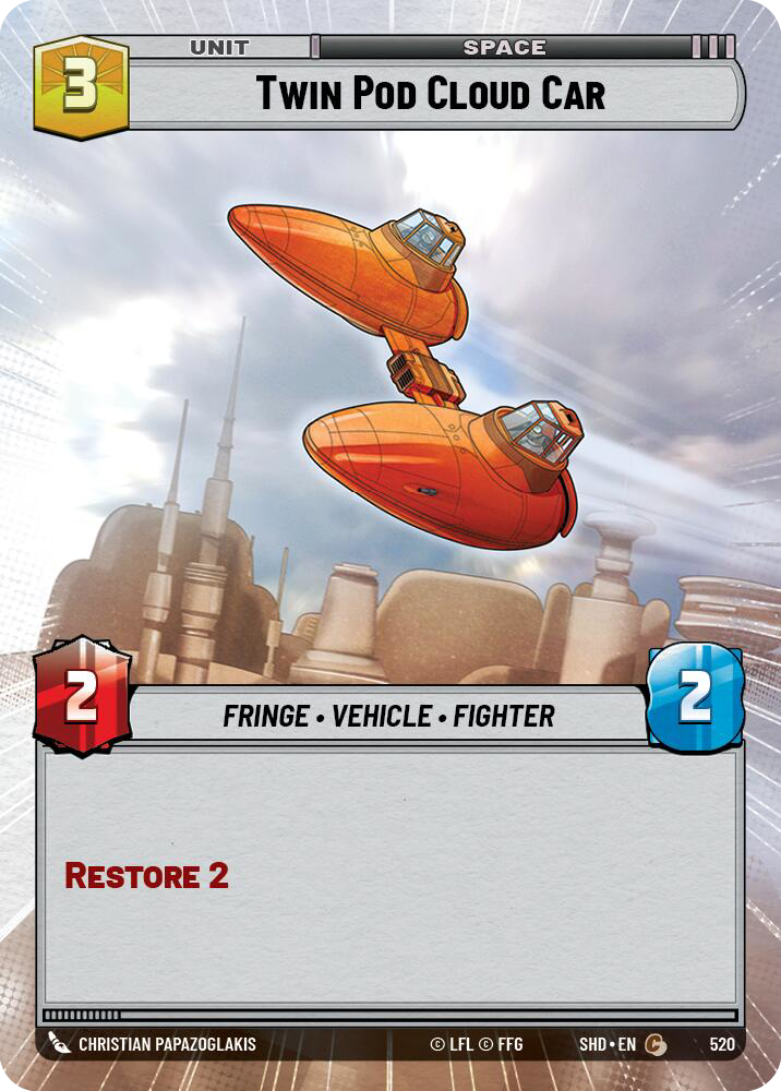 Twin Pod Cloud Car, Shadows of the Galaxy Card Art