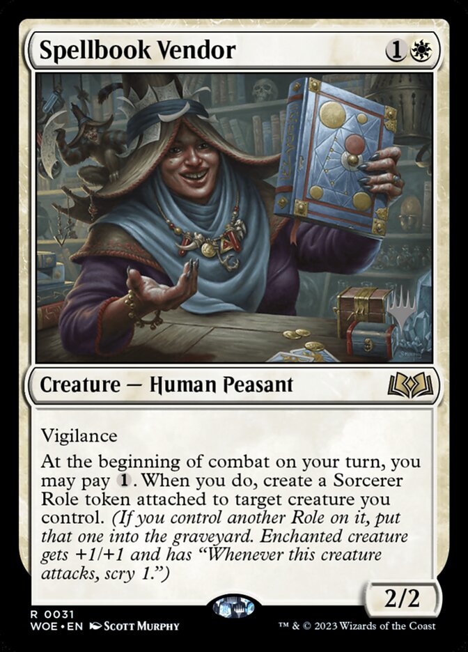 Spellbook Vendor, Wilds of eldraine promos Card Art