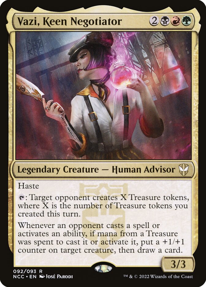Vazi, Keen Negotiator, New capenna commander Card Art