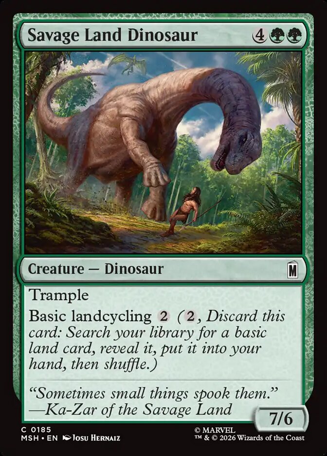 Savage Land Dinosaur, Marvel Super Heroes Card Art