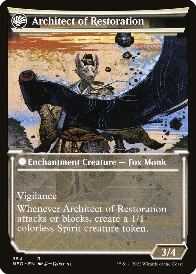 The Restoration of Eiganjo // Architect of Restoration, Kamigawa: neon dynasty Card Art