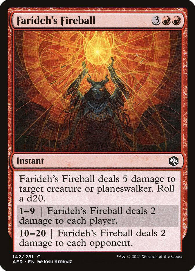 Farideh's Fireball, Adventures in the forgotten realms Card Art