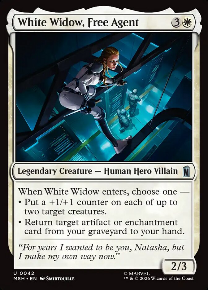 White Widow, Free Agent, Marvel Super Heroes Card Art