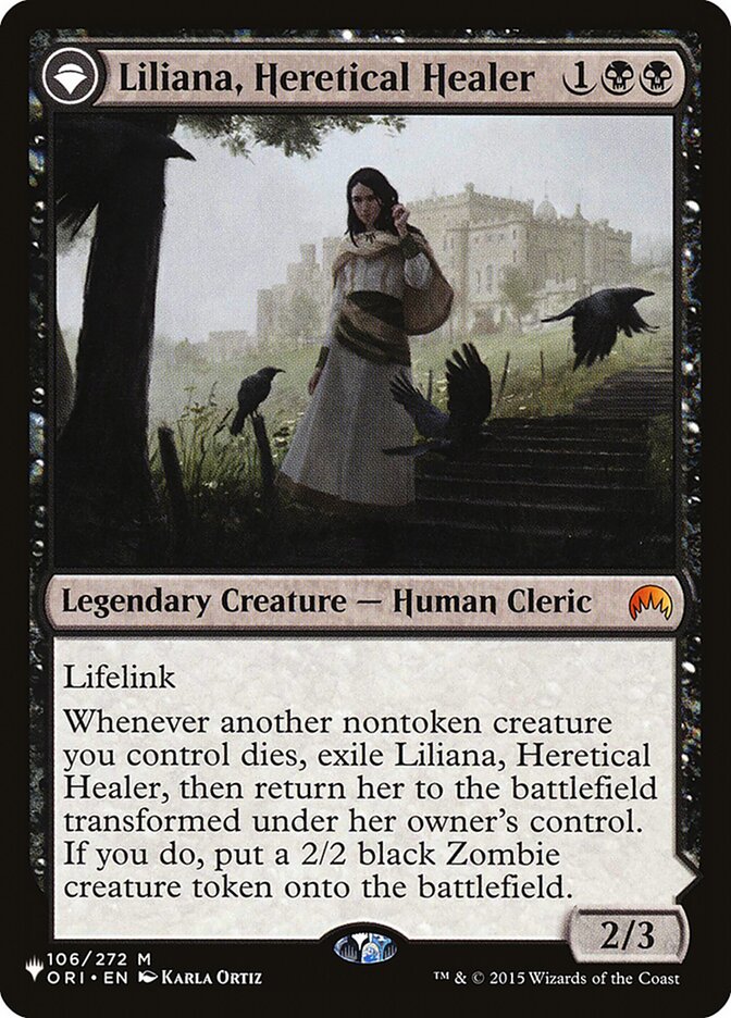Liliana, Heretical Healer // Liliana, Defiant Necromancer, The List Card Art