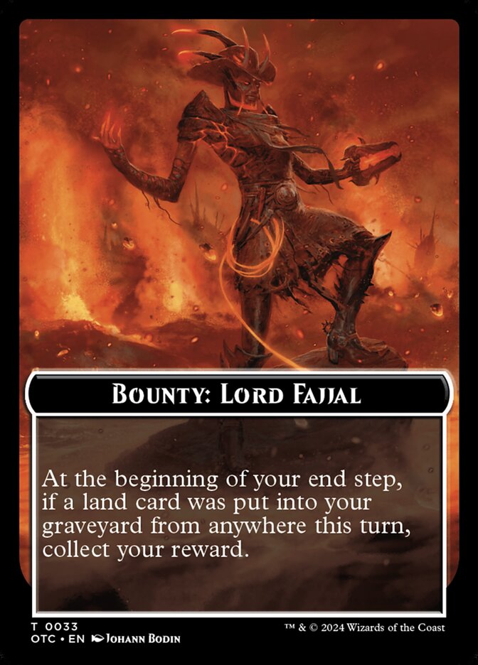 Bounty: Lord Fajjal // Wanted!, Outlaws Of Thunder Junction Commander Tokens Card Art