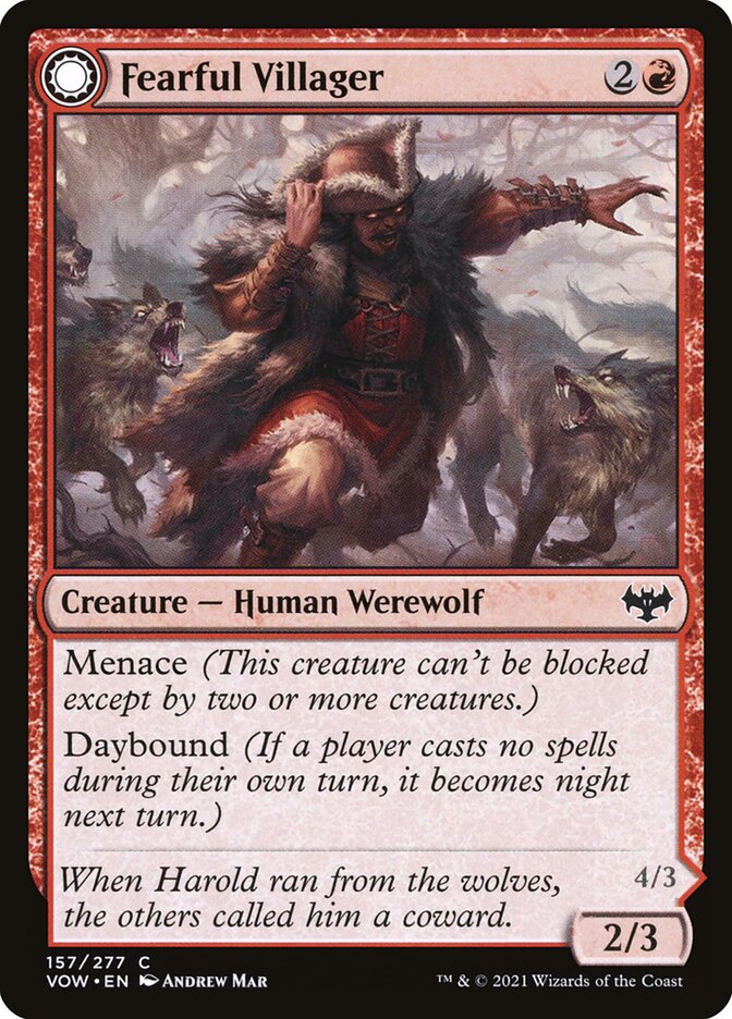 Fearful Villager // Fearsome Werewolf, Innistrad: crimson vow Card Art