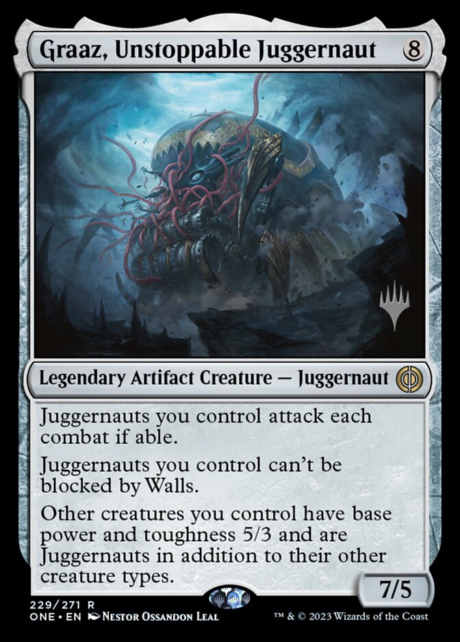 Graaz, Unstoppable Juggernaut, Phyrexia: all will be one promos Card Art