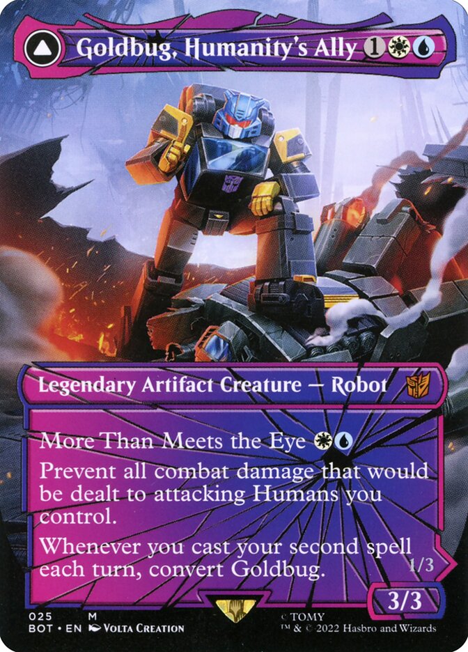 Goldbug, Humanity's Ally // Goldbug, Scrappy Scout, Transformers Card Art