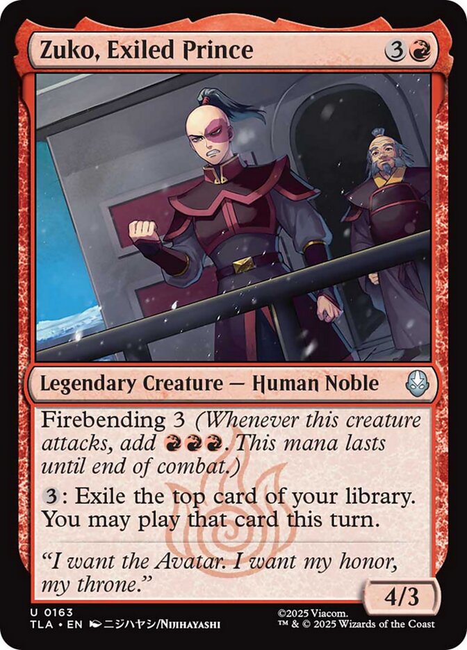 Zuko, Exiled Prince, Avatar: The Last Airbender Card Art