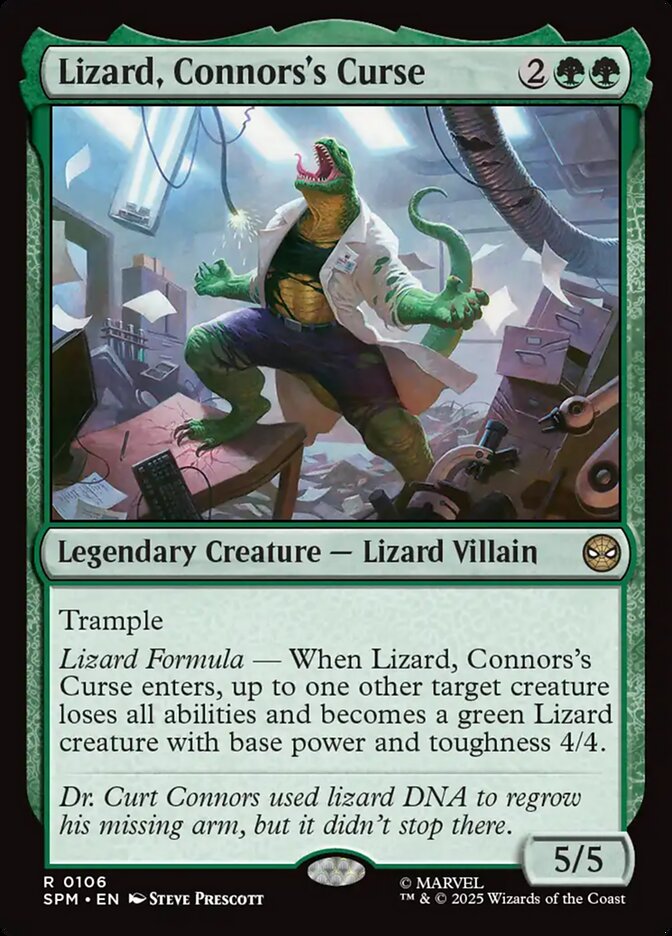 Lizard, Connors's Curse, Marvel'S Spider-Man Card Art