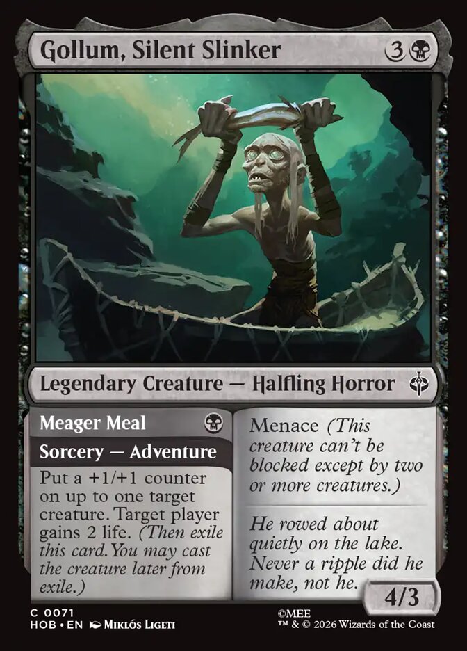 Gollum, Silent Slinker // Meager Meal, The Hobbit Card Art