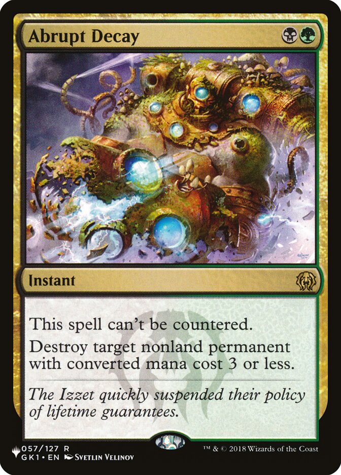 Abrupt Decay, The list Card Art