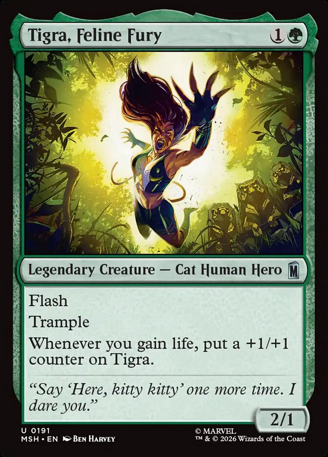 Tigra, Feline Fury, Marvel Super Heroes Card Art