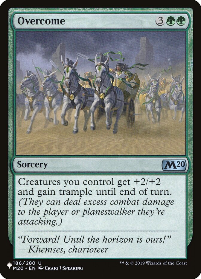 Overcome, The list Card Art