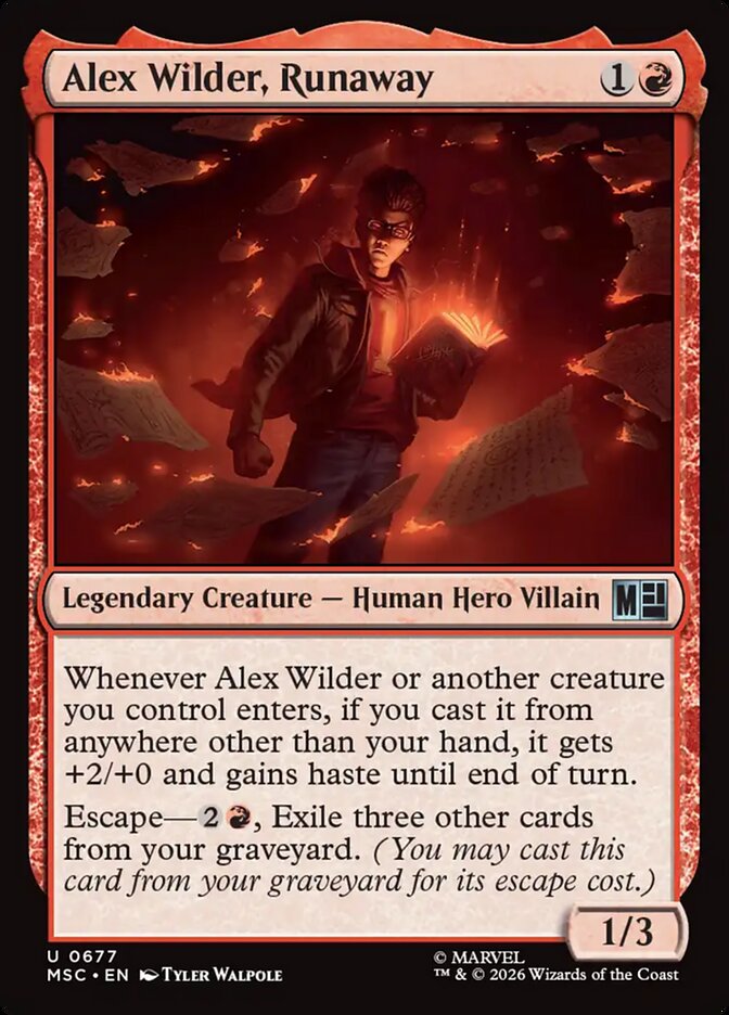 Alex Wilder, Runaway, Marvel Super Heroes Commander Card Art
