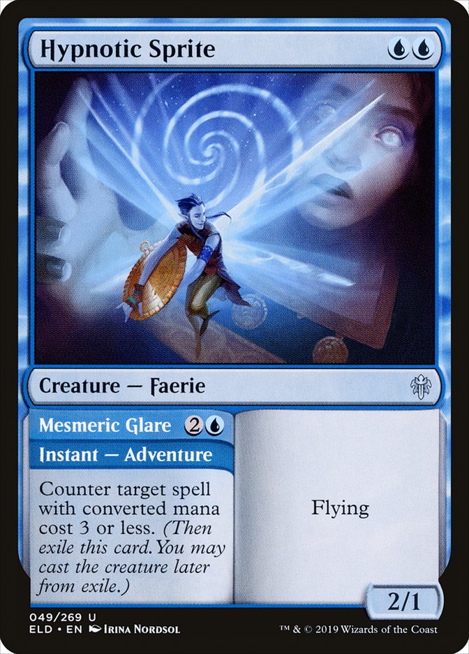 Hypnotic Sprite // Mesmeric Glare, Throne of eldraine Card Art