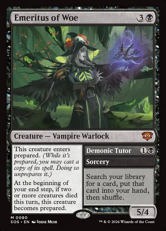 Emeritus of Woe // Demonic Tutor, Secrets Of Strixhaven Card Art