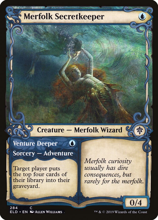 Merfolk Secretkeeper // Venture Deeper, Throne Of Eldraine Card Art