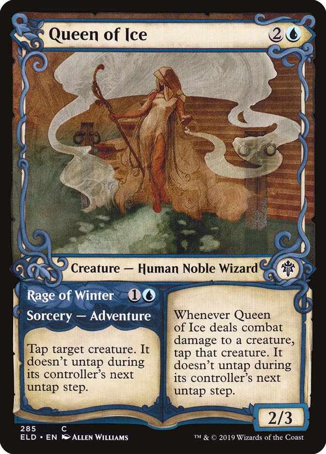 Queen of Ice // Rage of Winter, Throne of eldraine Card Art