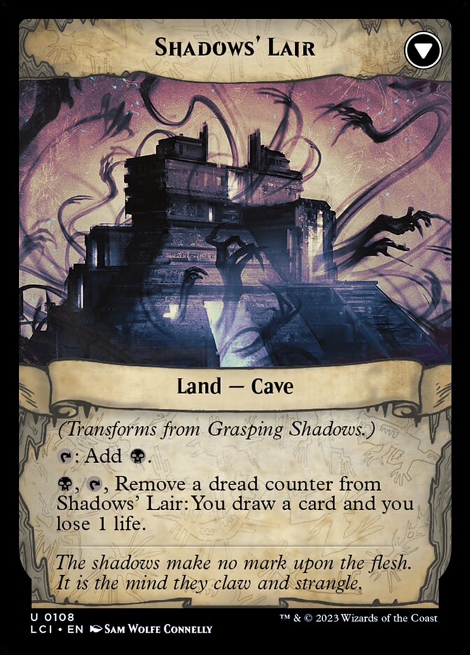Grasping Shadows // Shadows' Lair, The lost caverns of ixalan Card Art