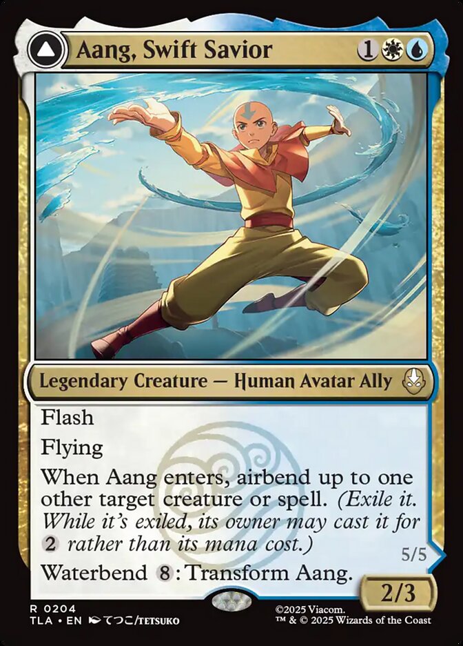 Aang, Swift Savior // Aang and La, Ocean's Fury, Avatar: The Last Airbender Card Art
