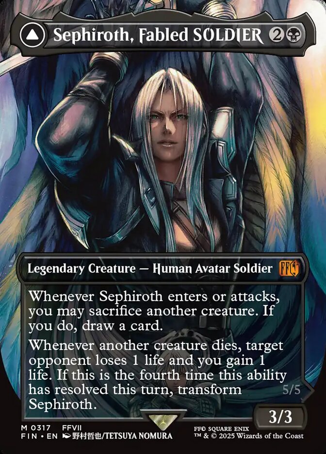 Sephiroth, Fabled SOLDIER // Sephiroth, One-Winged Angel, Final fantasy Card Art