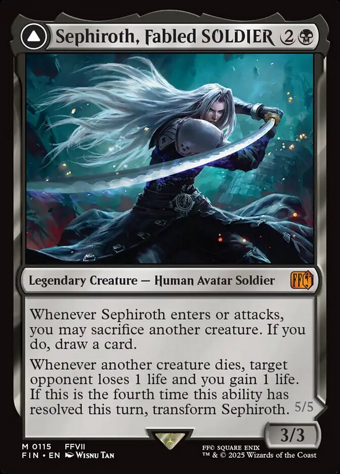 Sephiroth, Fabled SOLDIER // Sephiroth, One-Winged Angel, Final fantasy Card Art