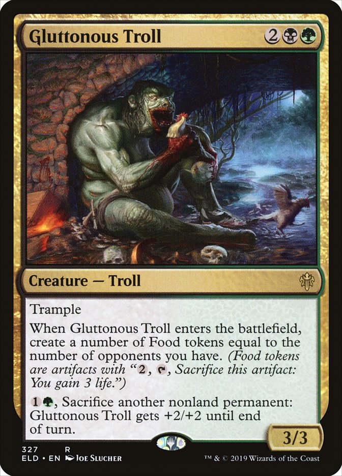 Gluttonous Troll, Throne of eldraine Card Art