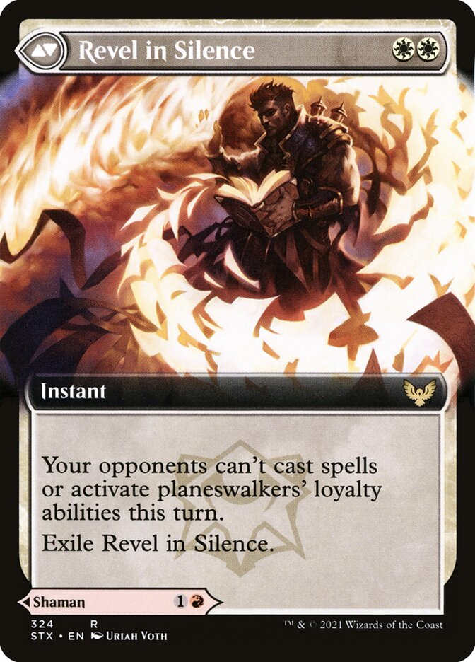 Flamescroll Celebrant // Revel in Silence, Strixhaven: School Of Mages Card Art