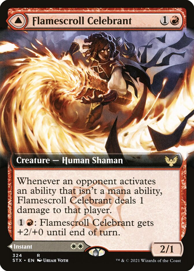 Flamescroll Celebrant // Revel in Silence, Strixhaven: School Of Mages Card Art