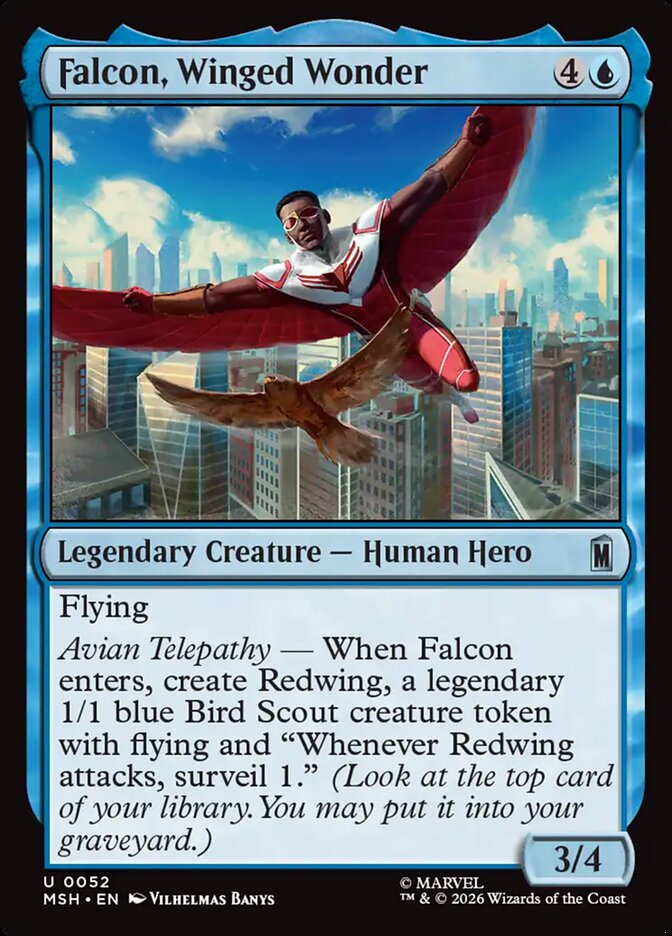 Falcon, Winged Wonder, Marvel Super Heroes Card Art