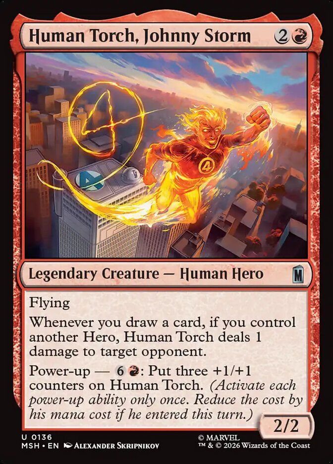 Human Torch, Johnny Storm, Marvel Super Heroes Card Art