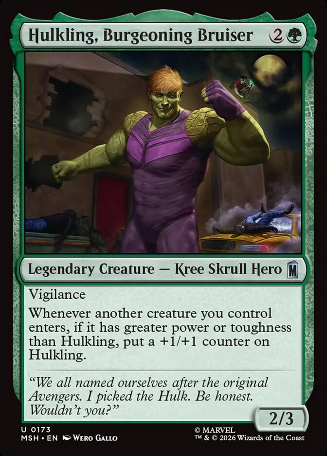 Hulkling, Burgeoning Bruiser, Marvel Super Heroes Card Art