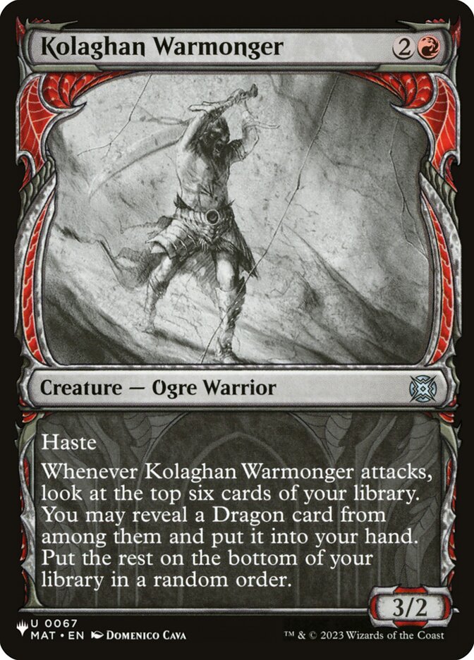 Kolaghan Warmonger, The list Card Art