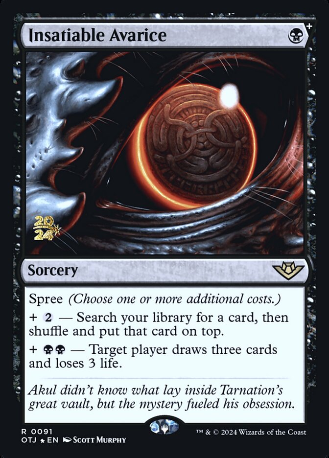 Insatiable Avarice, Outlaws of thunder junction promos Card Art