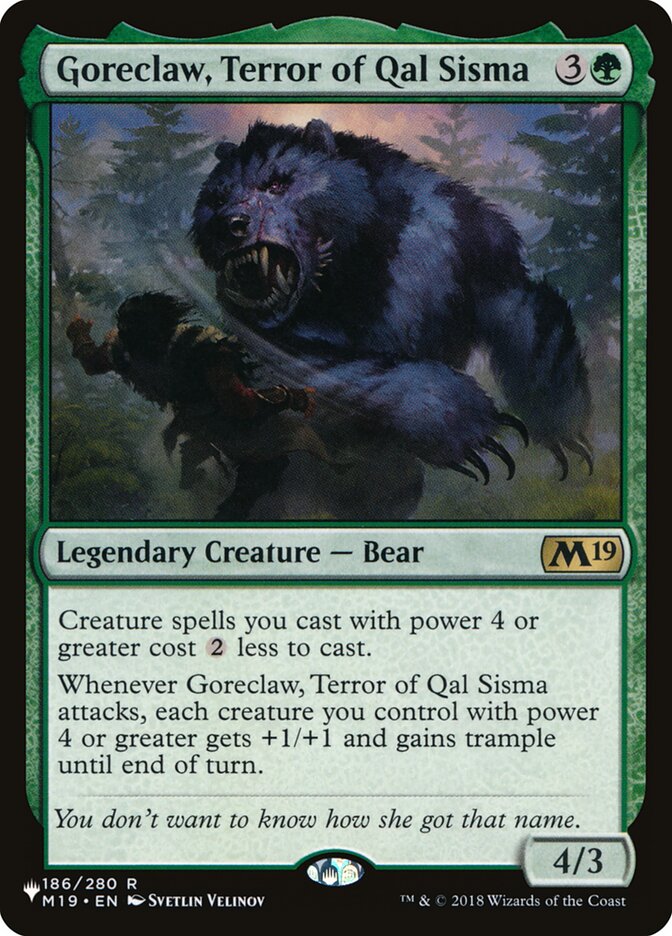 Goreclaw, Terror of Qal Sisma, The list Card Art