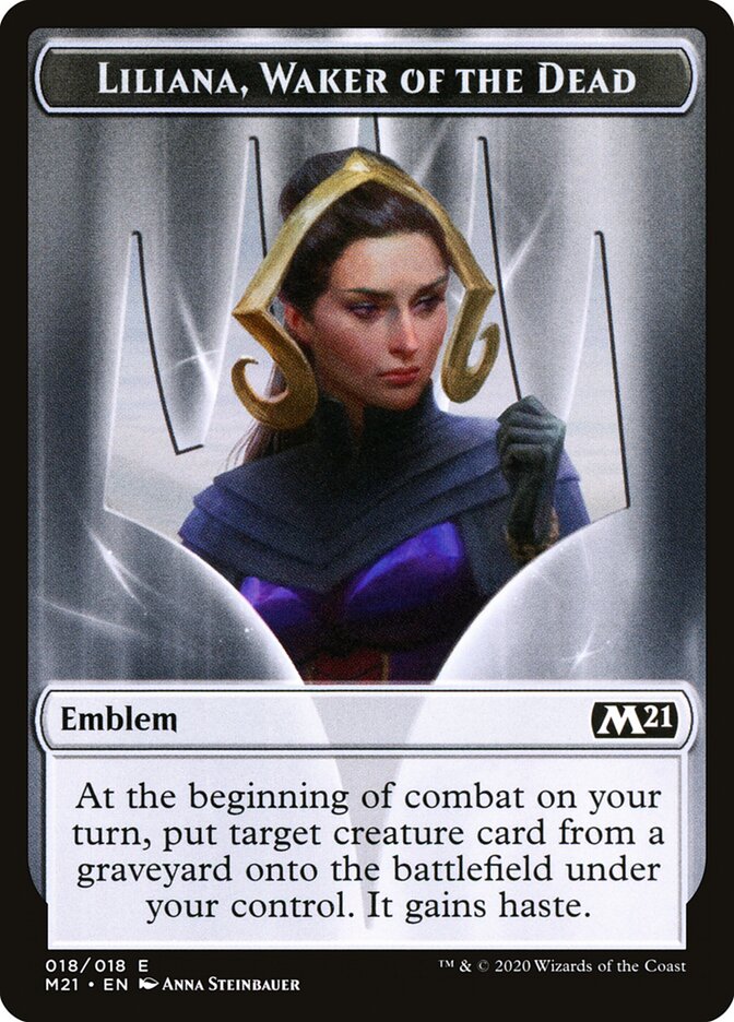 Liliana, Waker of the Dead Emblem, Core Set 2021 Tokens Card Art