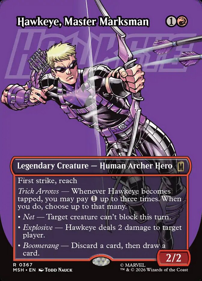 Hawkeye, Master Marksman, Marvel Super Heroes Card Art