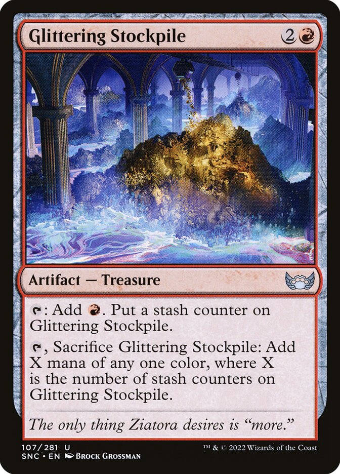 Glittering Stockpile, Streets of new capenna Card Art