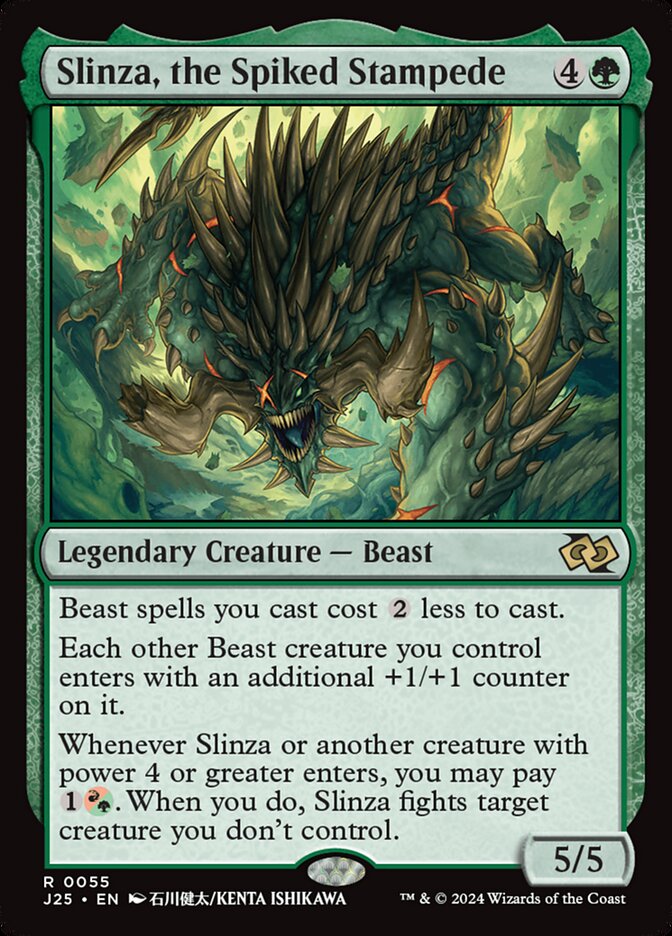 Slinza, the Spiked Stampede, Foundations jumpstart Card Art