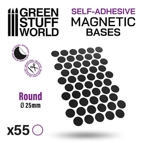 Green Stuff World - Self-Adhesive Magnetic Bases - 25mm