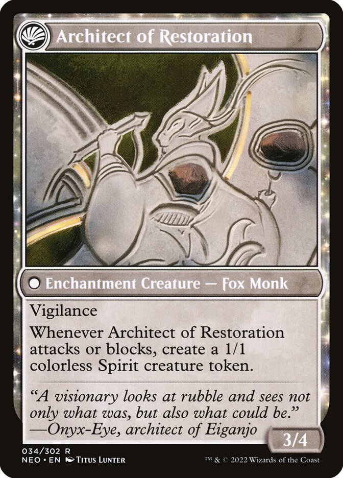 The Restoration of Eiganjo // Architect of Restoration, Kamigawa: neon dynasty Card Art