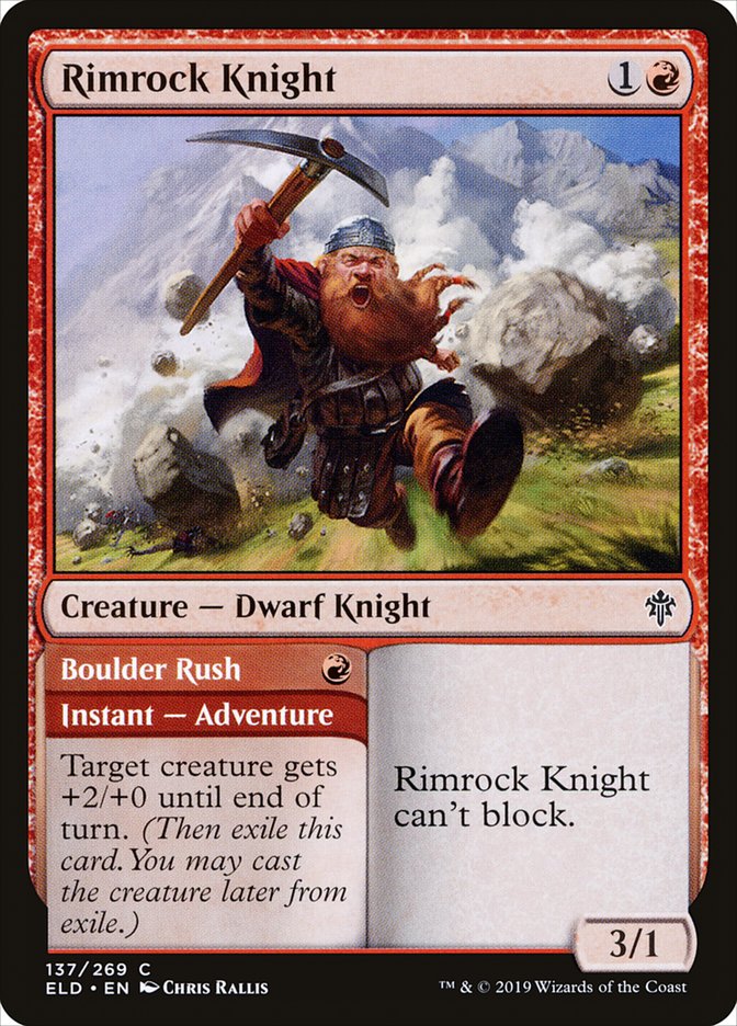 Rimrock Knight // Boulder Rush, Throne of eldraine Card Art