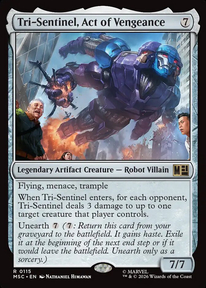 Tri-Sentinel, Act of Vengeance, Marvel Super Heroes Commander Card Art