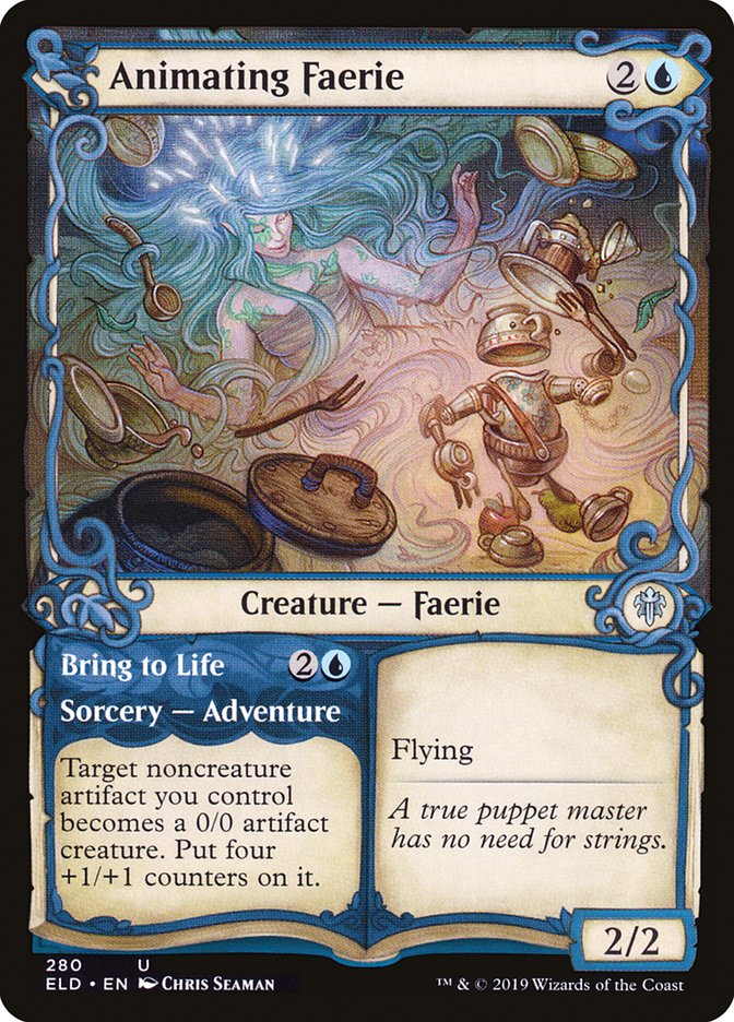 Animating Faerie // Bring to Life, Throne of eldraine Card Art