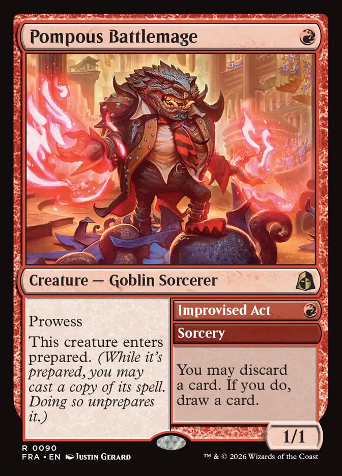 Pompous Battlemage // Improvised Act, Reality Fracture Card Art